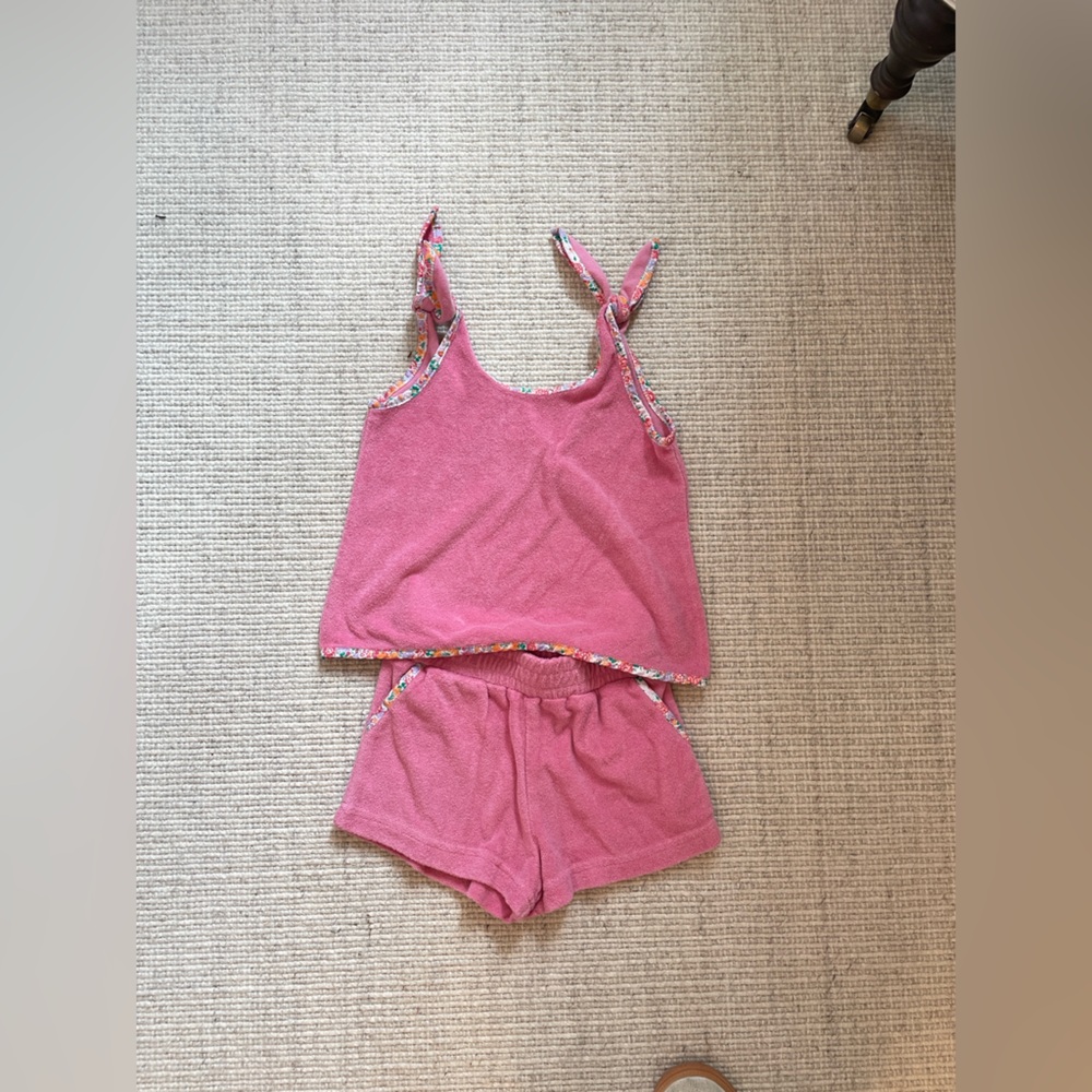 Minnow Swin size 3/4 Pink Terry Cloth Tank and Shorts Set